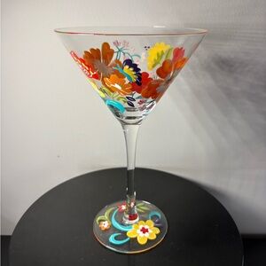 Pier 1 Spring Floral Martini Glass Hand Painted Butterfly Flowers Replacement